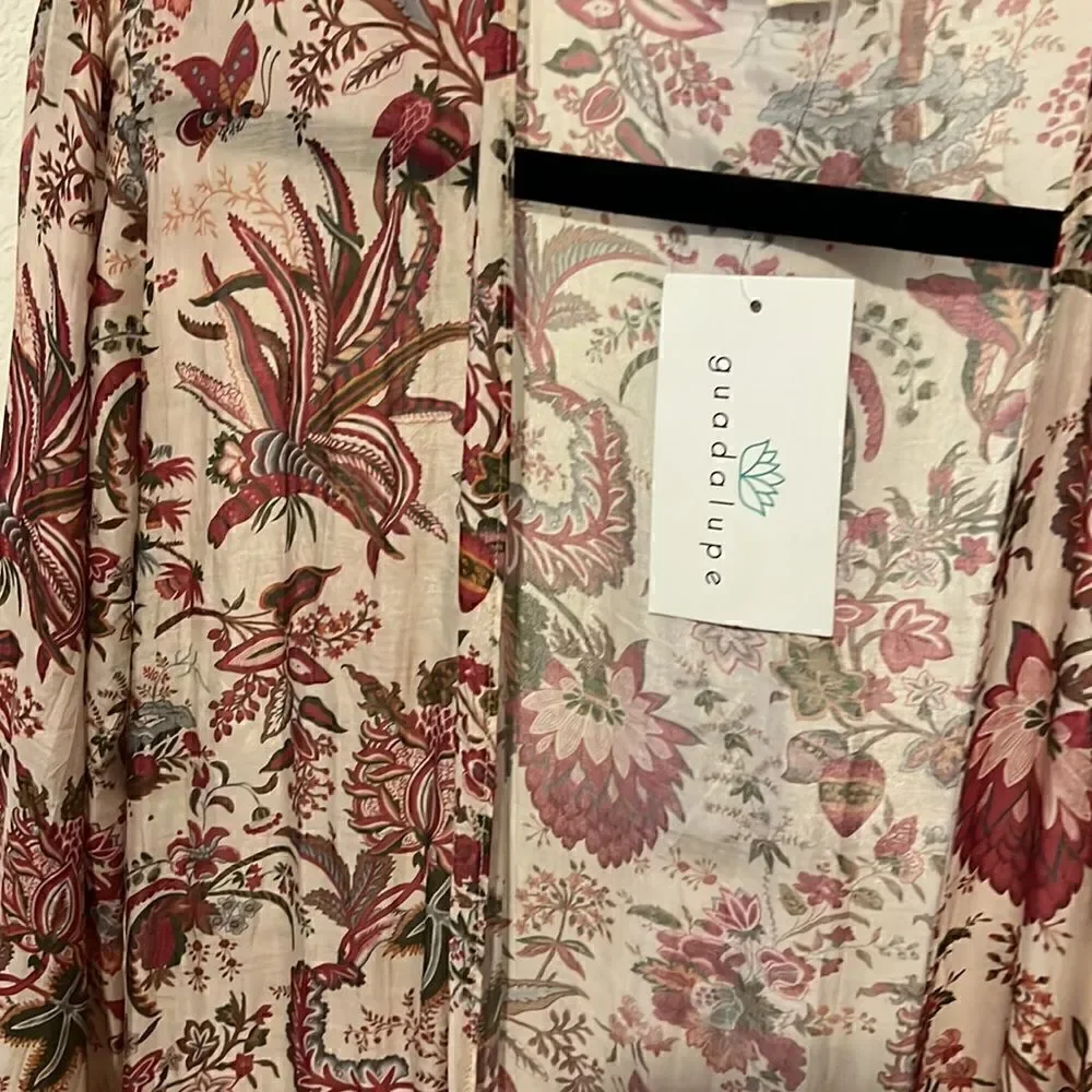 NWT - Long Cover Up - Komono Style with String Front Closure - Floral Size Small